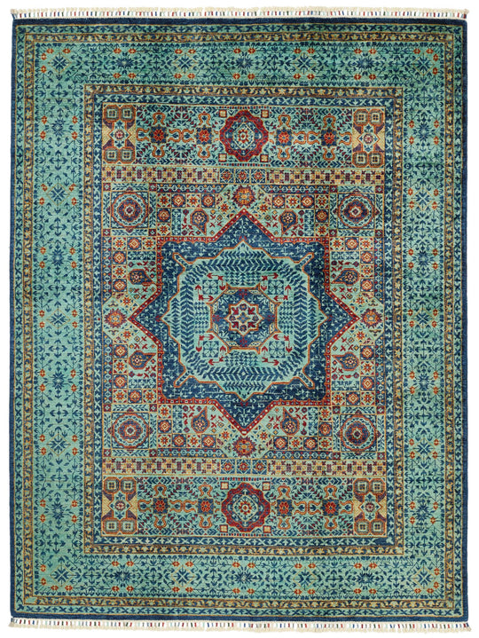 5x7 Light Blue and Turquoıse Anatolian Traditional Rug