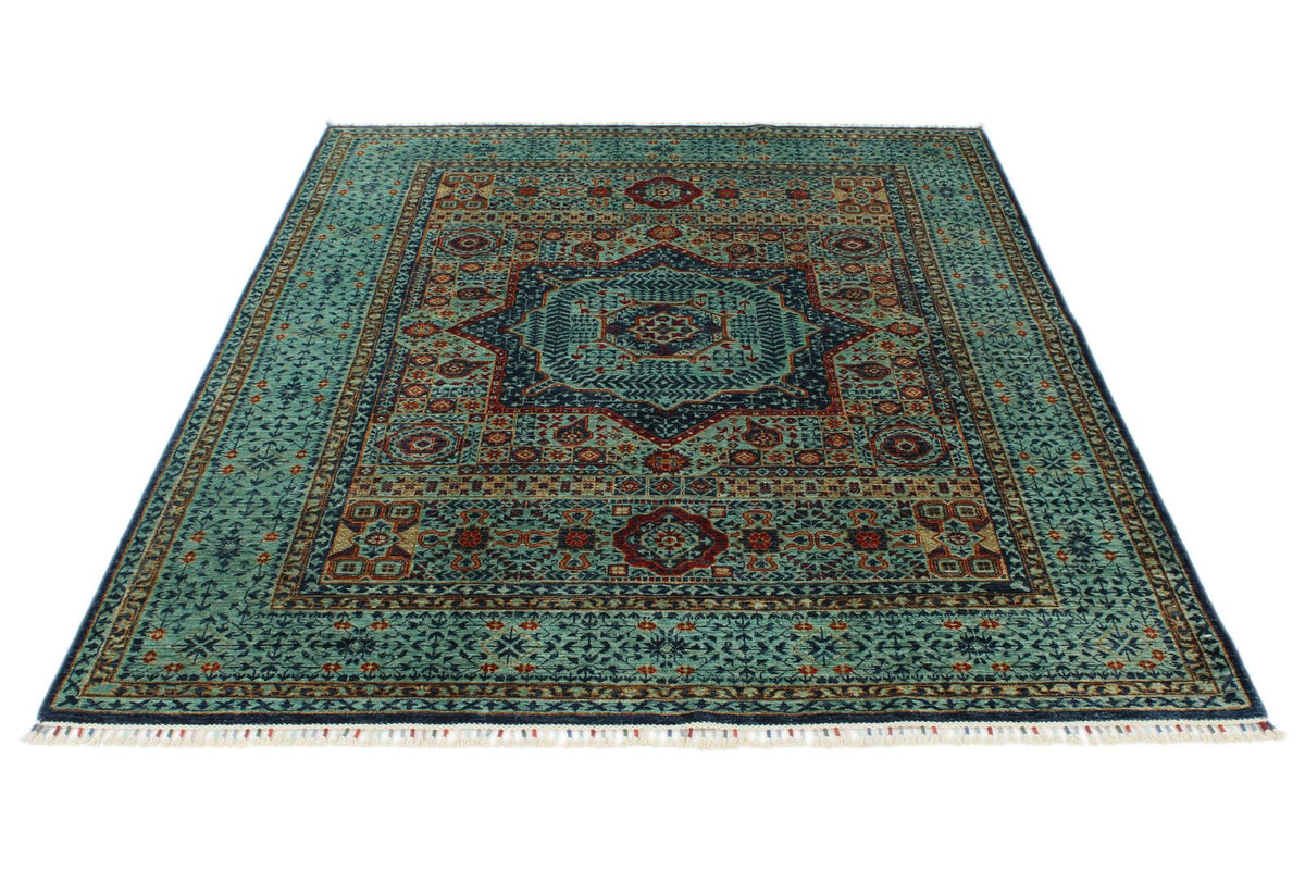 5x7 Light Blue and Turquoıse Anatolian Traditional Rug