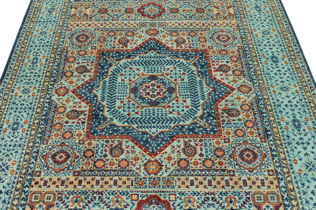 5x7 Light Blue and Turquoıse Anatolian Traditional Rug