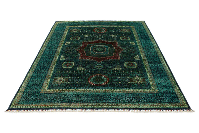 6x8 Green and MulticolorAnatolian Traditional Rug