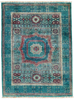 6x8 Dark Brown and Turquoıse Anatolian Traditional Rug