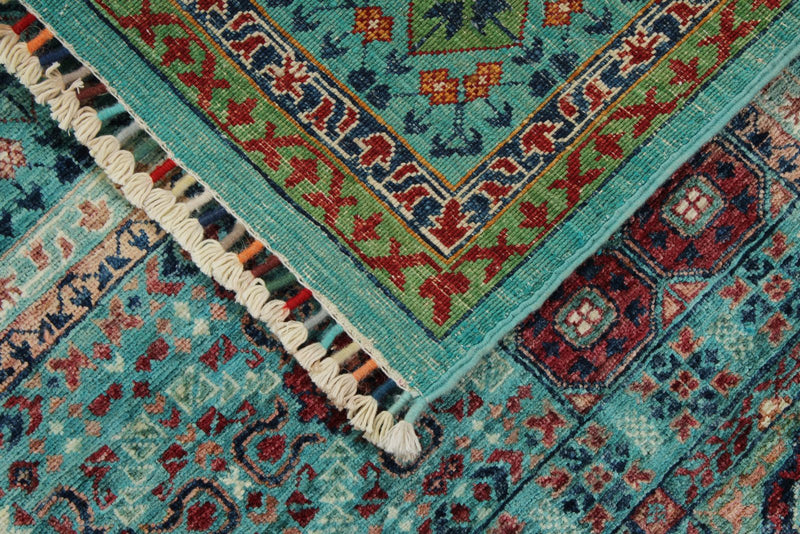 6x8 Dark Brown and Turquoıse Anatolian Traditional Rug