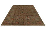 8x12 Light Brown and Multicolor Turkish Tribal Rug