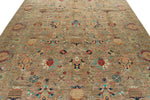 8x12 Light Brown and Multicolor Turkish Tribal Rug