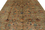 8x12 Light Brown and Multicolor Turkish Tribal Rug