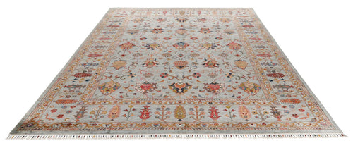 8x10 Gray and Multicolor Turkish Tribal Rug
