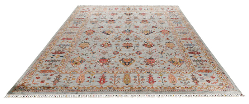 8x10 Gray and Multicolor Turkish Tribal Rug