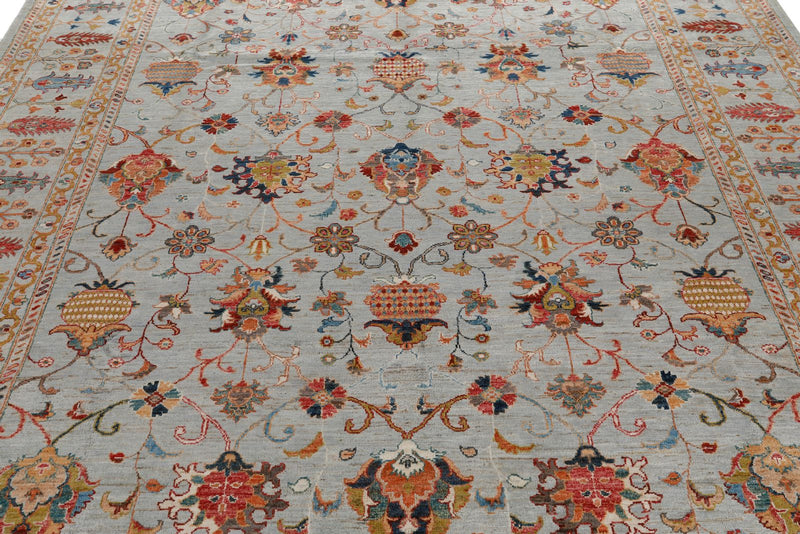 8x10 Gray and Multicolor Turkish Tribal Rug