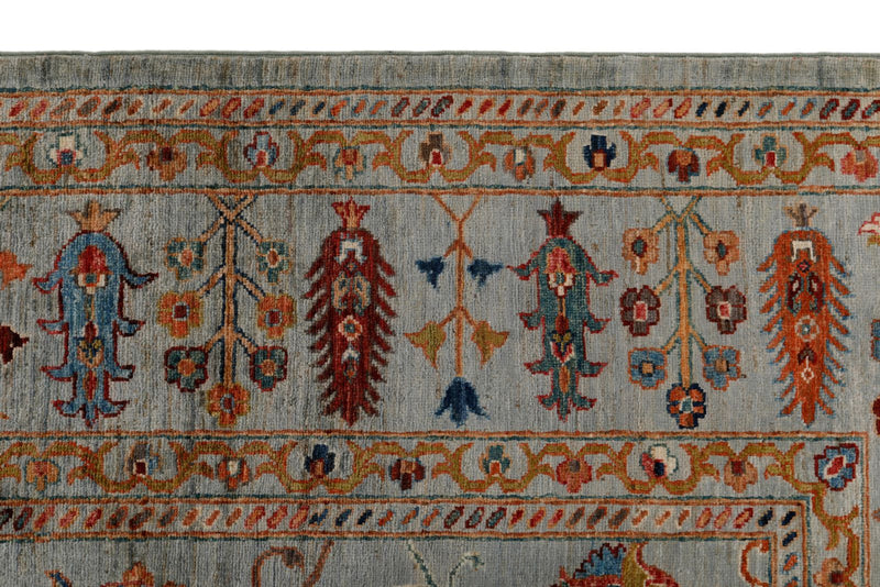 8x10 Gray and Multicolor Turkish Tribal Rug