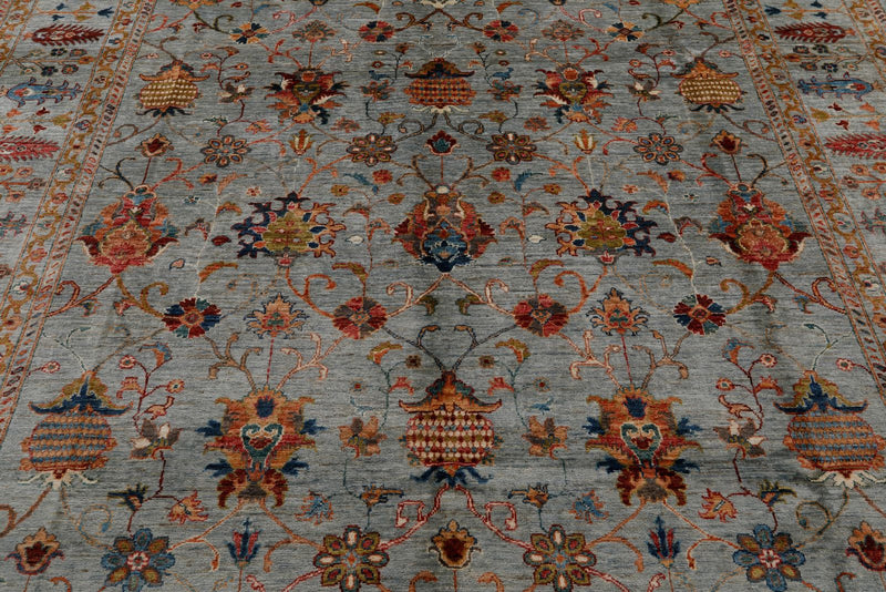 8x10 Gray and Multicolor Turkish Tribal Rug