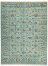 9x12 Light Blue and Multicolor Turkish Tribal Rug
