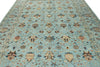 9x12 Light Blue and Multicolor Turkish Tribal Rug