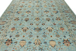 9x12 Light Blue and Multicolor Turkish Tribal Rug
