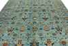 9x12 Light Blue and Multicolor Turkish Tribal Rug