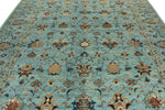 9x12 Light Blue and Multicolor Turkish Tribal Rug