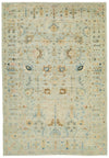 6x8 Light Blue and Beige Turkish Tribal Rug