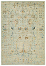 6x8 Light Blue and Beige Turkish Tribal Rug