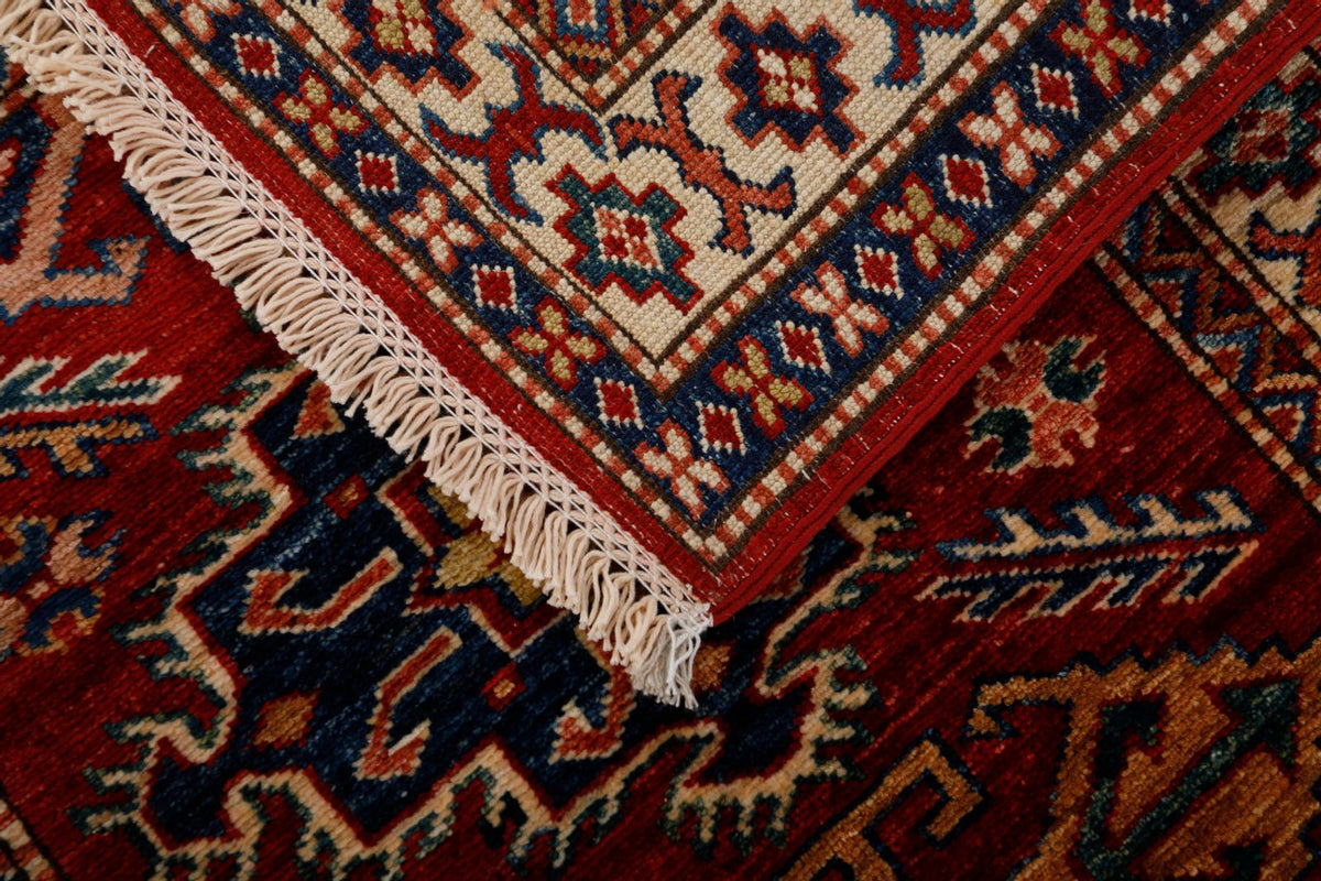3x7 Red and Ivory Kazak Tribal Runner