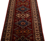 3x7 Red and Ivory Kazak Tribal Runner