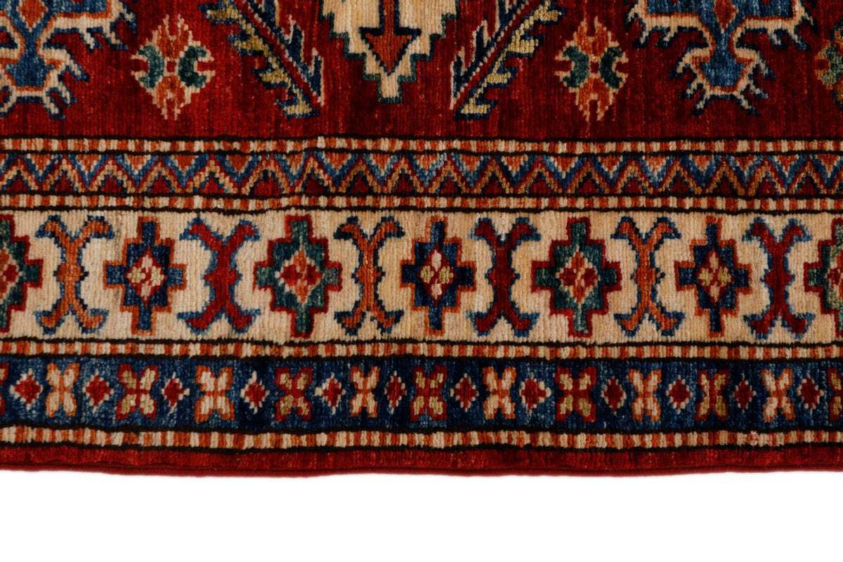 3x7 Red and Ivory Kazak Tribal Runner