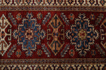 3x7 Red and Ivory Kazak Tribal Runner