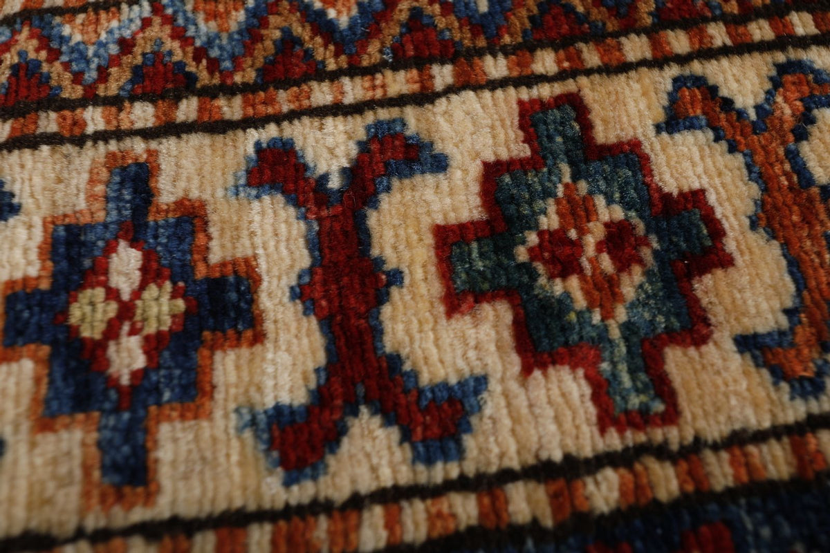 3x7 Red and Ivory Kazak Tribal Runner