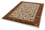 6x8 Ivory and Red Turkish Traditional Rug