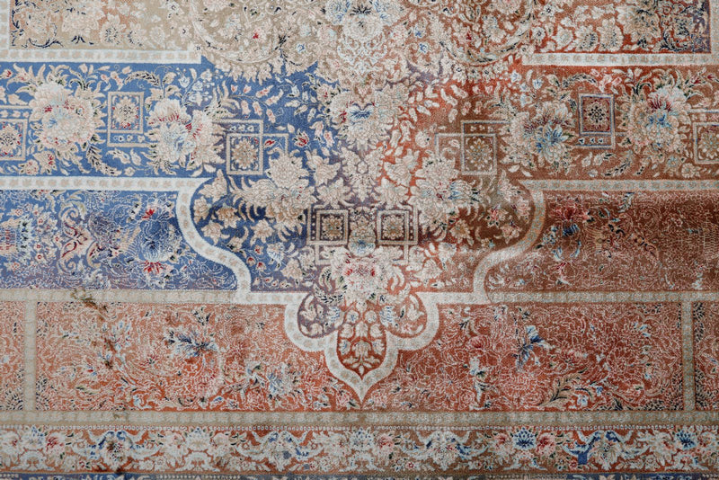 7x10 Camel and Multicolor Turkish Silk Rug