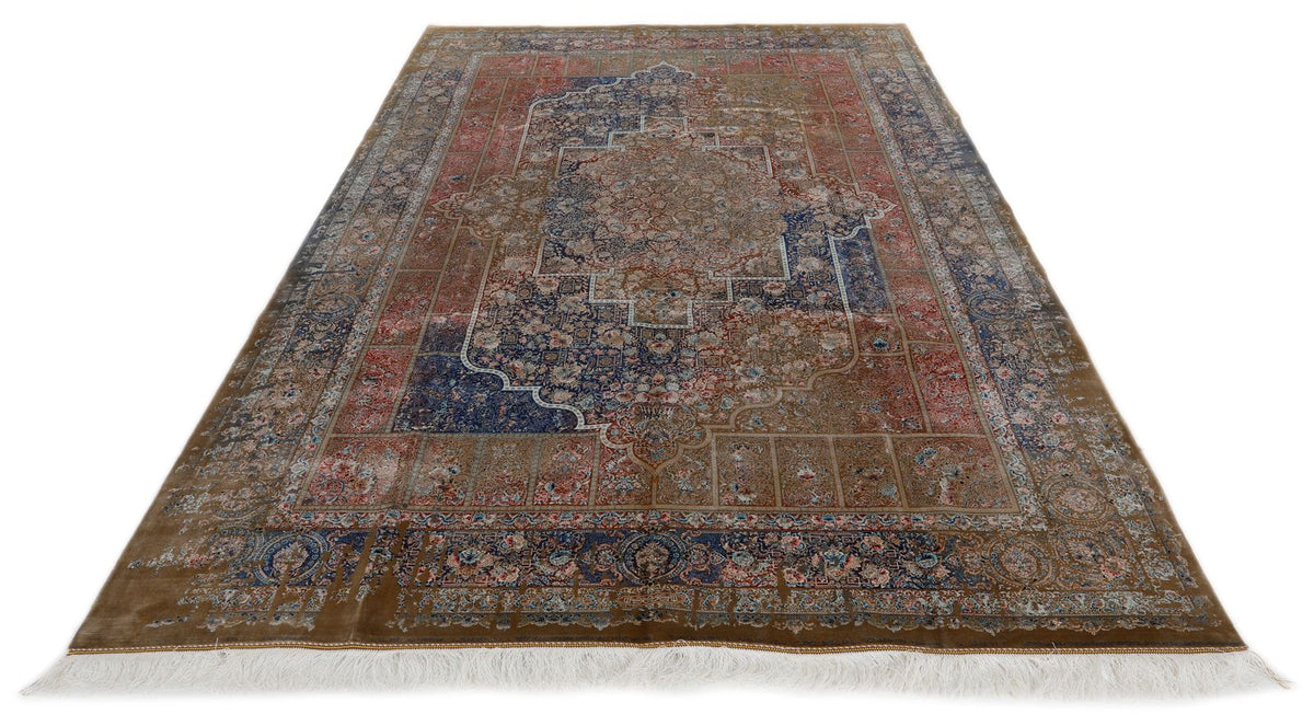 7x10 Camel and Multicolor Turkish Silk Rug