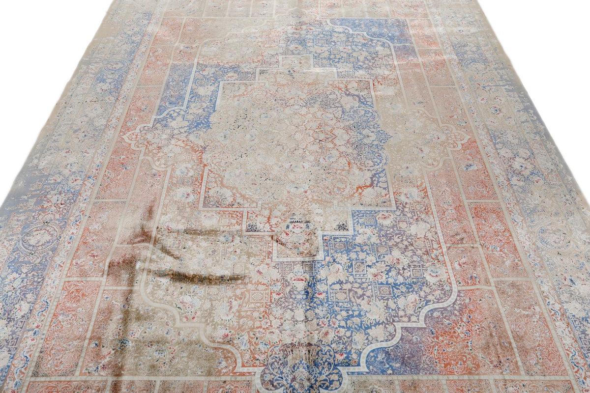 7x10 Camel and Multicolor Turkish Silk Rug