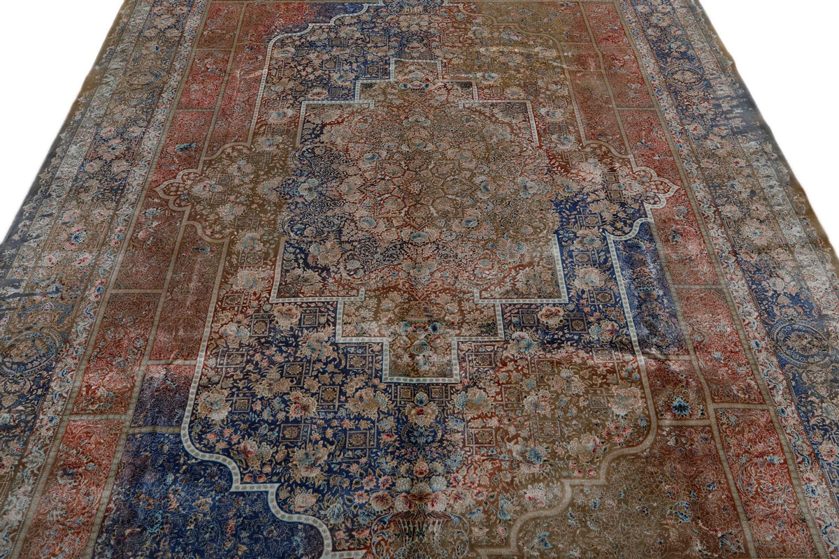7x10 Camel and Multicolor Turkish Silk Rug