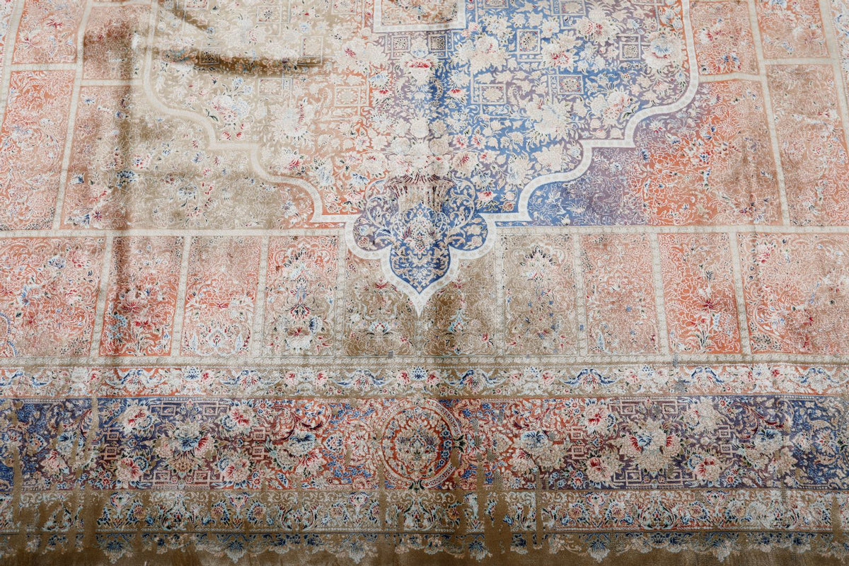 7x10 Camel and Multicolor Turkish Silk Rug