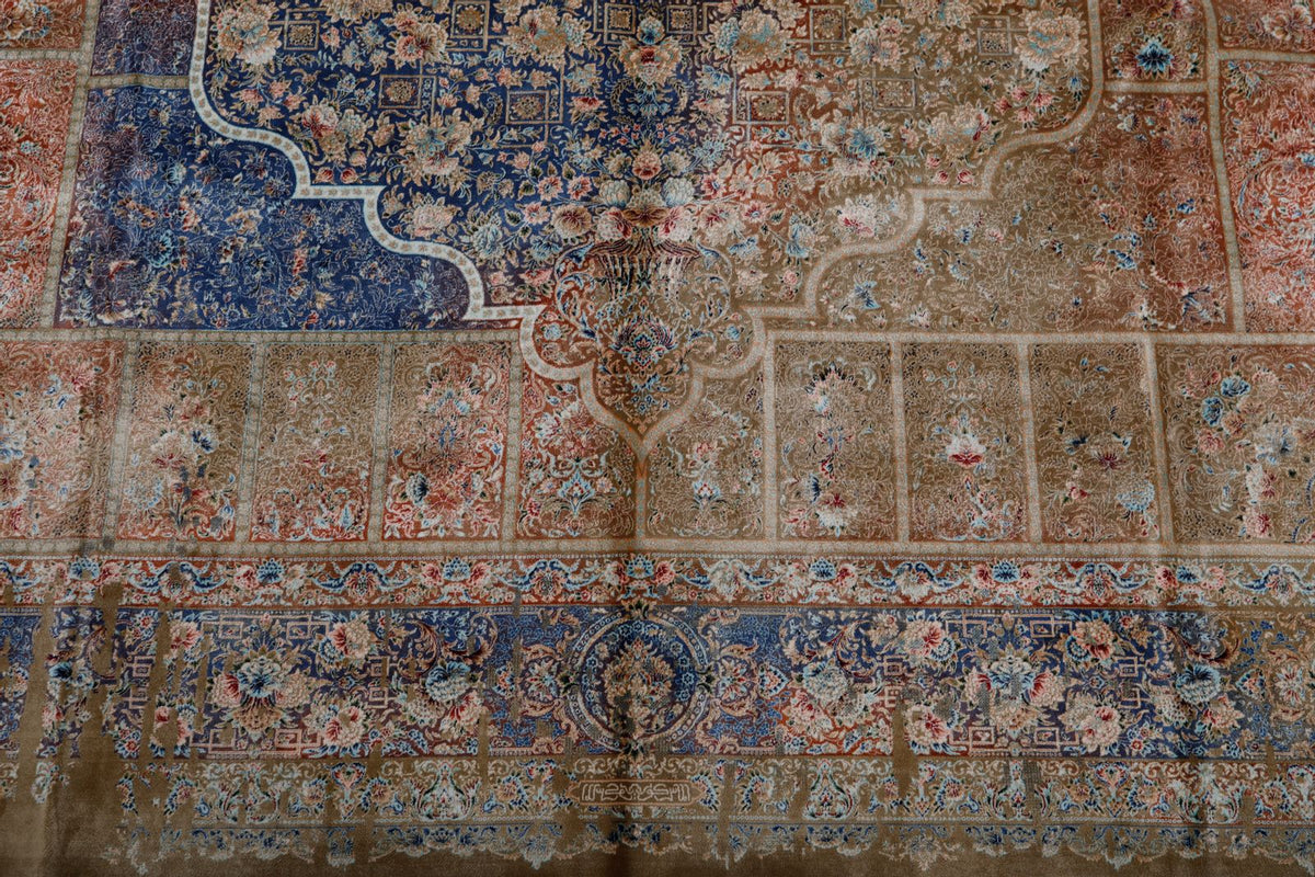 7x10 Camel and Multicolor Turkish Silk Rug