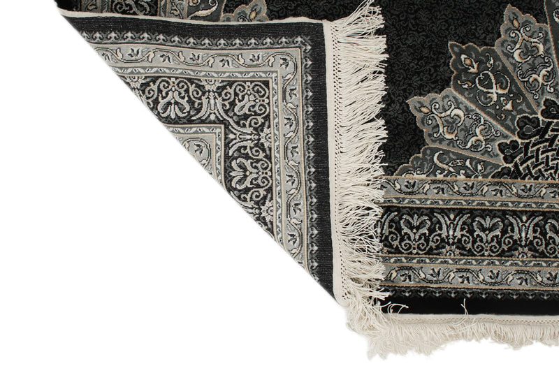 3x5 Black and Ivory Turkish Antep Rug