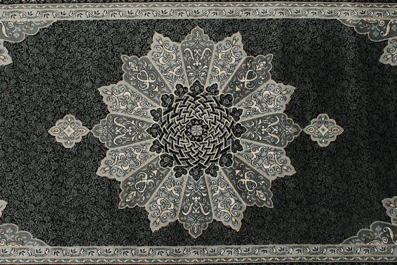 3x5 Black and Ivory Turkish Antep Rug