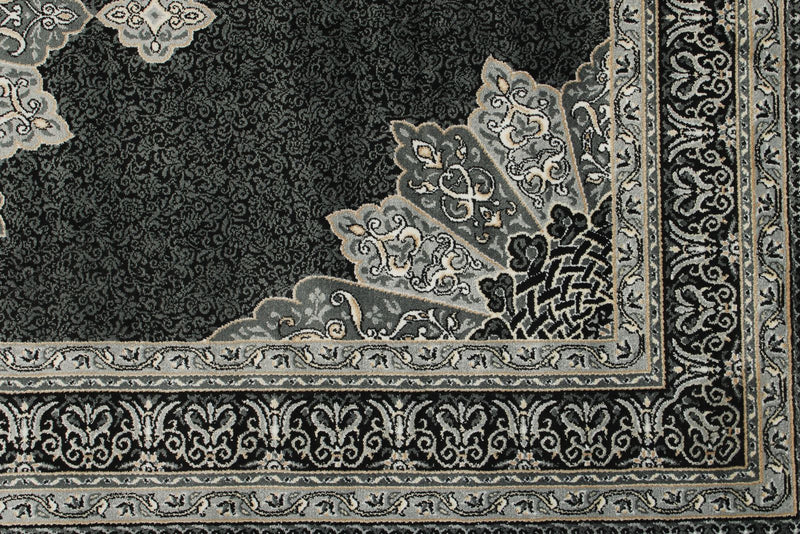 3x5 Black and Ivory Turkish Antep Rug
