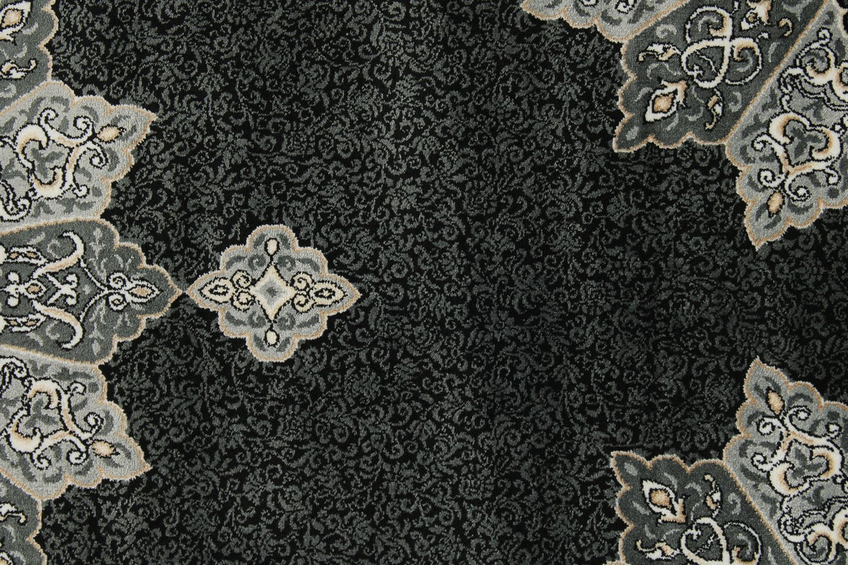 3x5 Black and Ivory Turkish Antep Rug