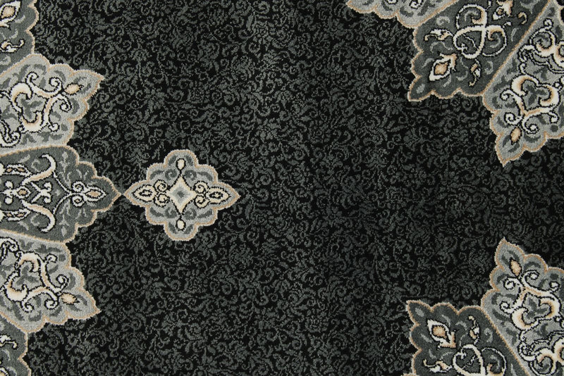 3x5 Black and Ivory Turkish Antep Rug