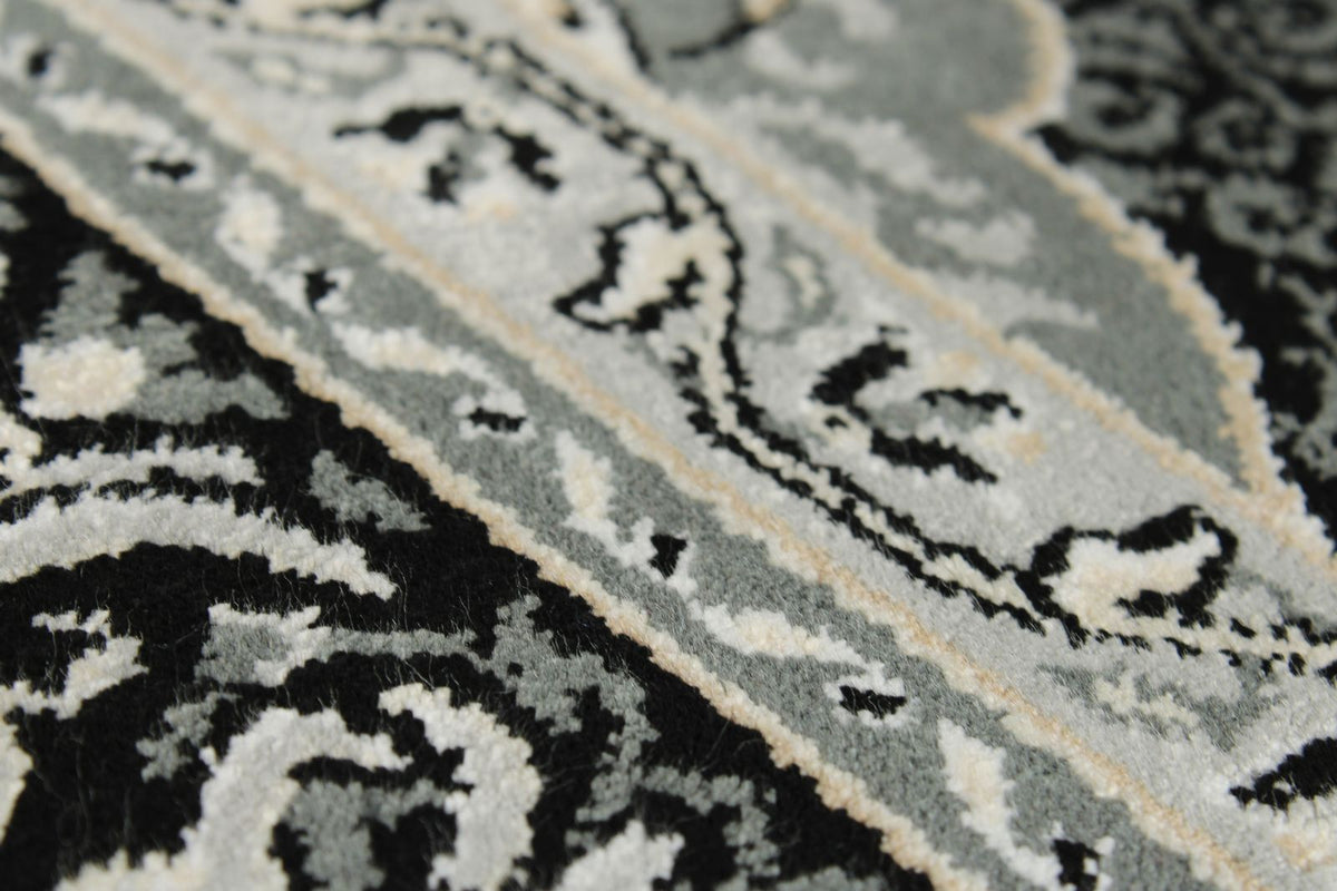 3x5 Black and Ivory Turkish Antep Rug