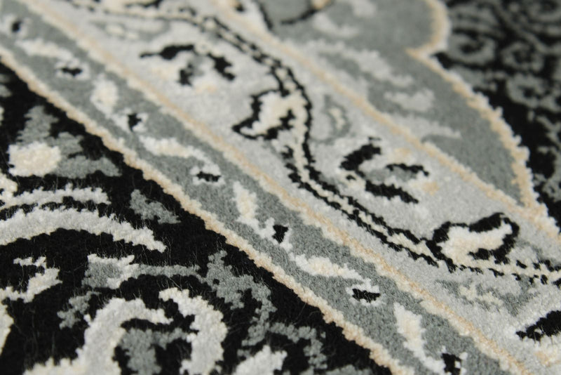 3x5 Black and Ivory Turkish Antep Rug