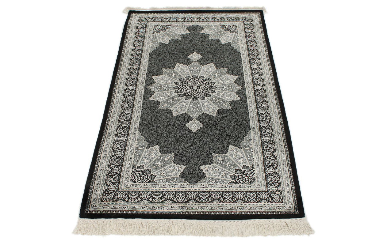 3x5 Black and Ivory Turkish Antep Rug