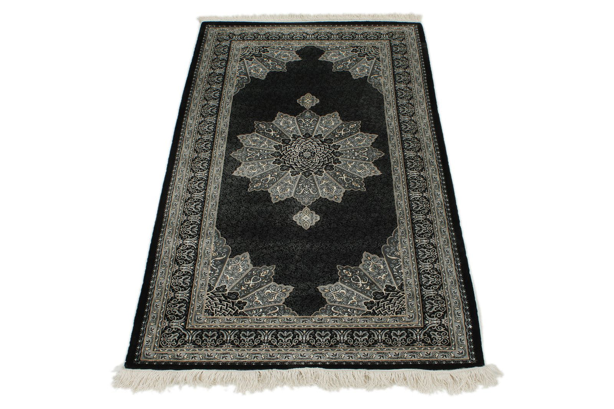 3x5 Black and Ivory Turkish Antep Rug