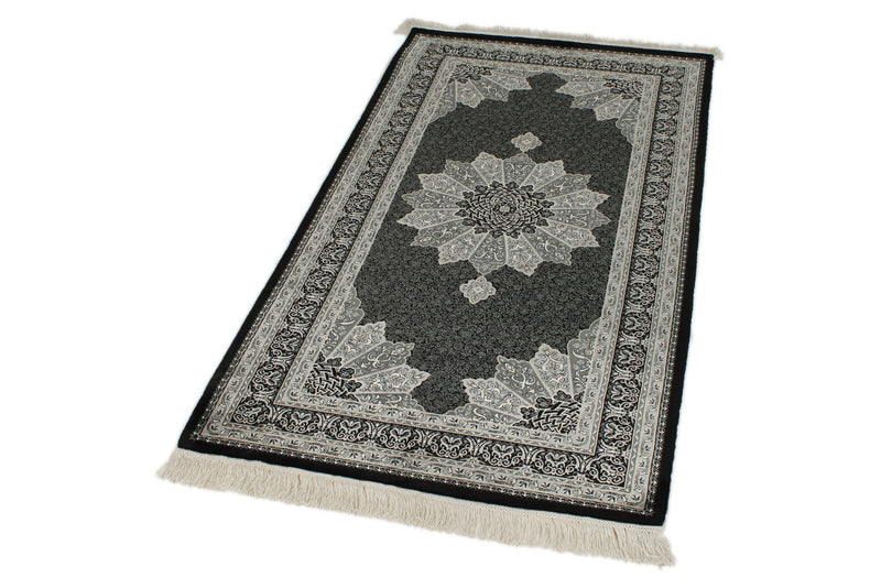 3x5 Black and Ivory Turkish Antep Rug