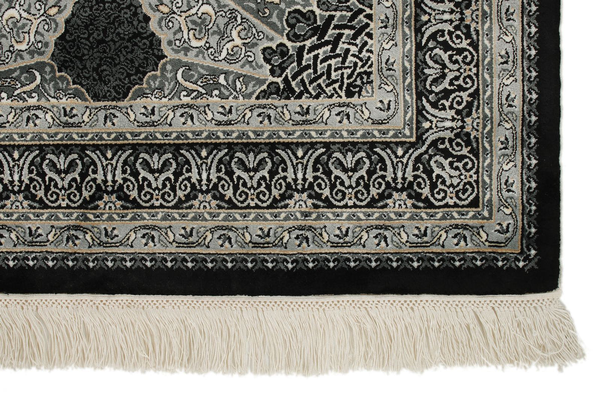 3x5 Black and Ivory Turkish Antep Rug
