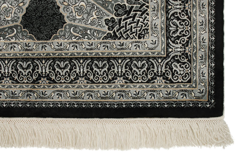 3x5 Black and Ivory Turkish Antep Rug
