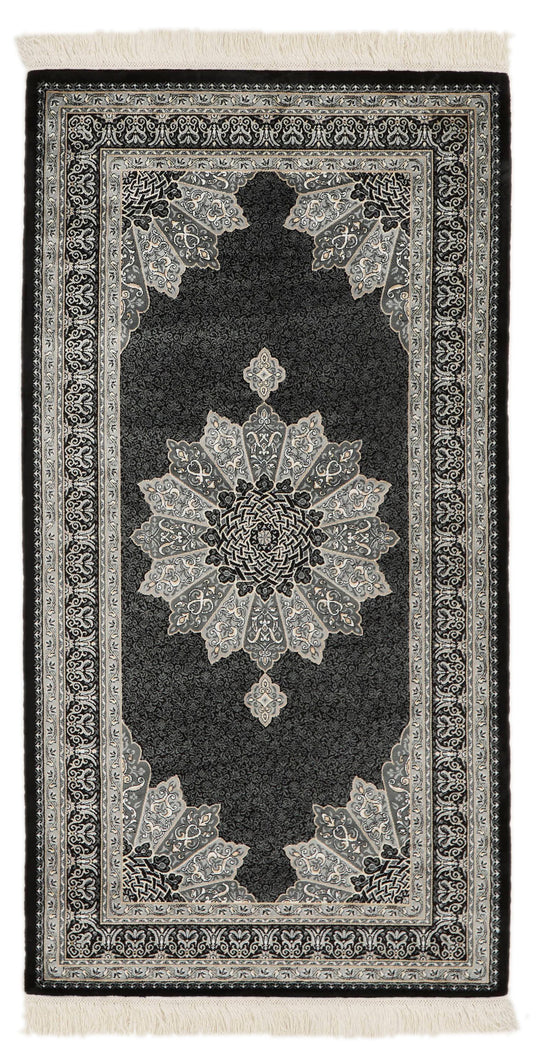 3x5 Black and Ivory Turkish Antep Rug