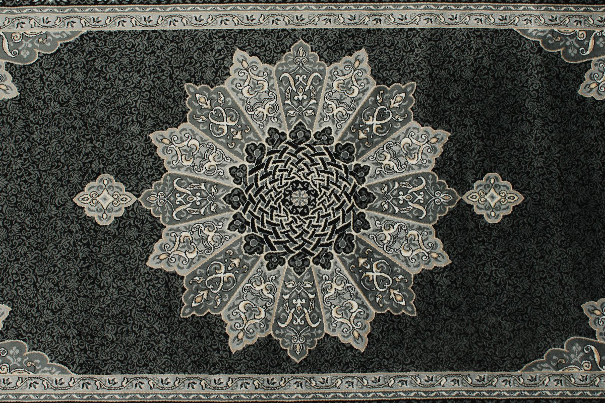 3x5 Black and Ivory Turkish Antep Rug