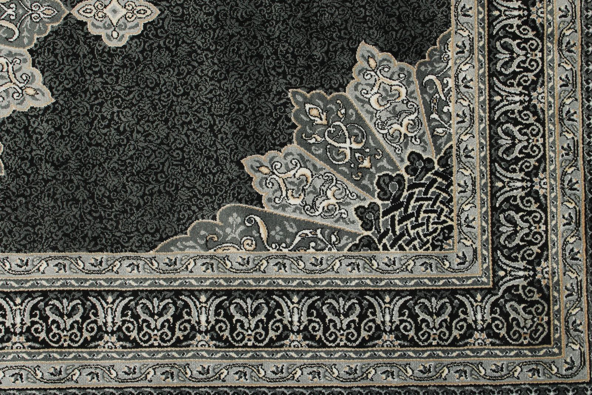 3x5 Black and Ivory Turkish Antep Rug