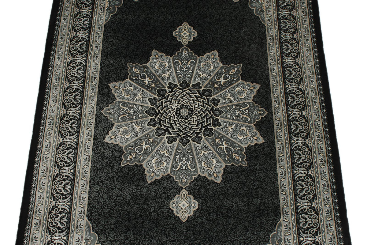 3x5 Black and Ivory Turkish Antep Rug