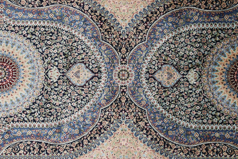 2x7 Navy and Multicolor Turkish Silk Runner